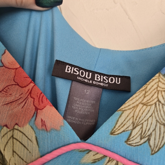 Bisou Bisou Floral Blue Pink Asymmetric Dress - Picture 8 of 9